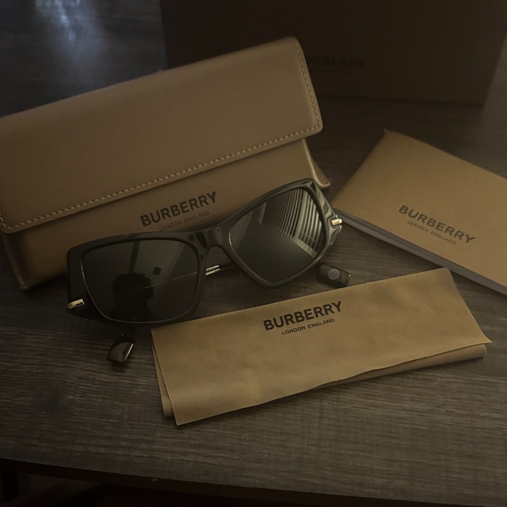 Burberry Black Irregular Sunglasses with Tan Case